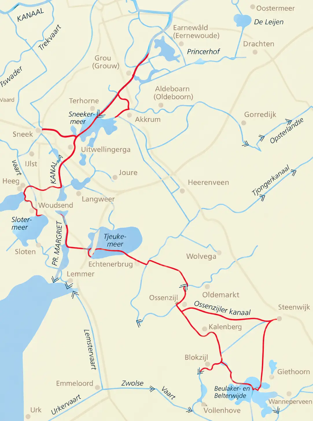 South-East Route routekaart